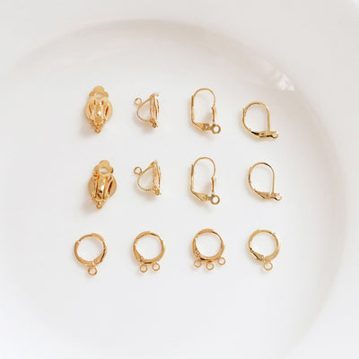 10 Pcs Hoop Earring Findings, with loop, Clip on, 18K Gold Plated, DIY Earring Finding BY008-ZX7024