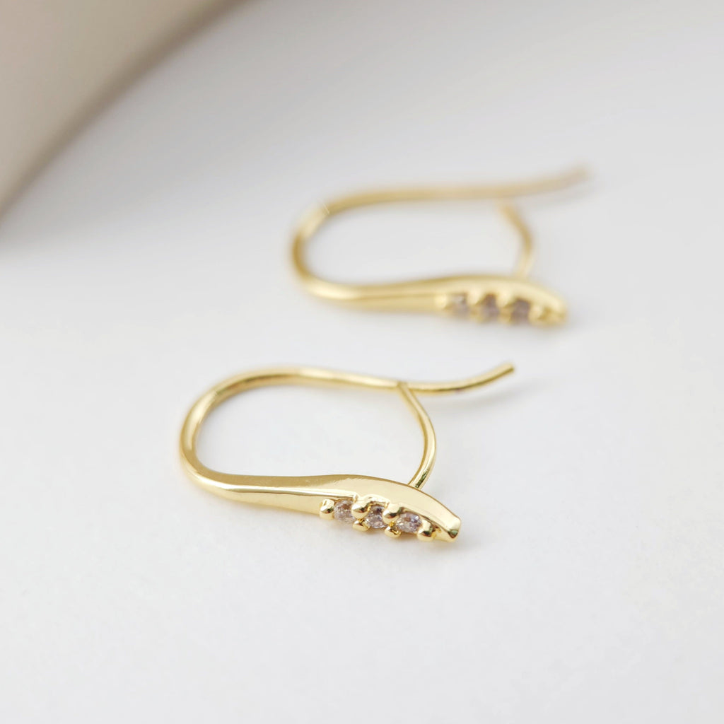 18K Gold Plated Ear Wires, Cubic Pave Earring Hooks, Nickel Free, Fish Hooks, Ear Wires for Jewelry Making D0180