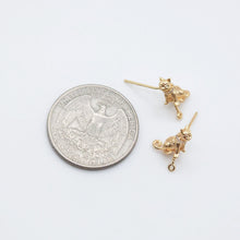 Load image into Gallery viewer, Cute Cat Earring Post, 18K Gold, S925 Silver Pin Nickel Free Earrings, Kitty Earring Animal Head Ear Stud with Loop ZX095