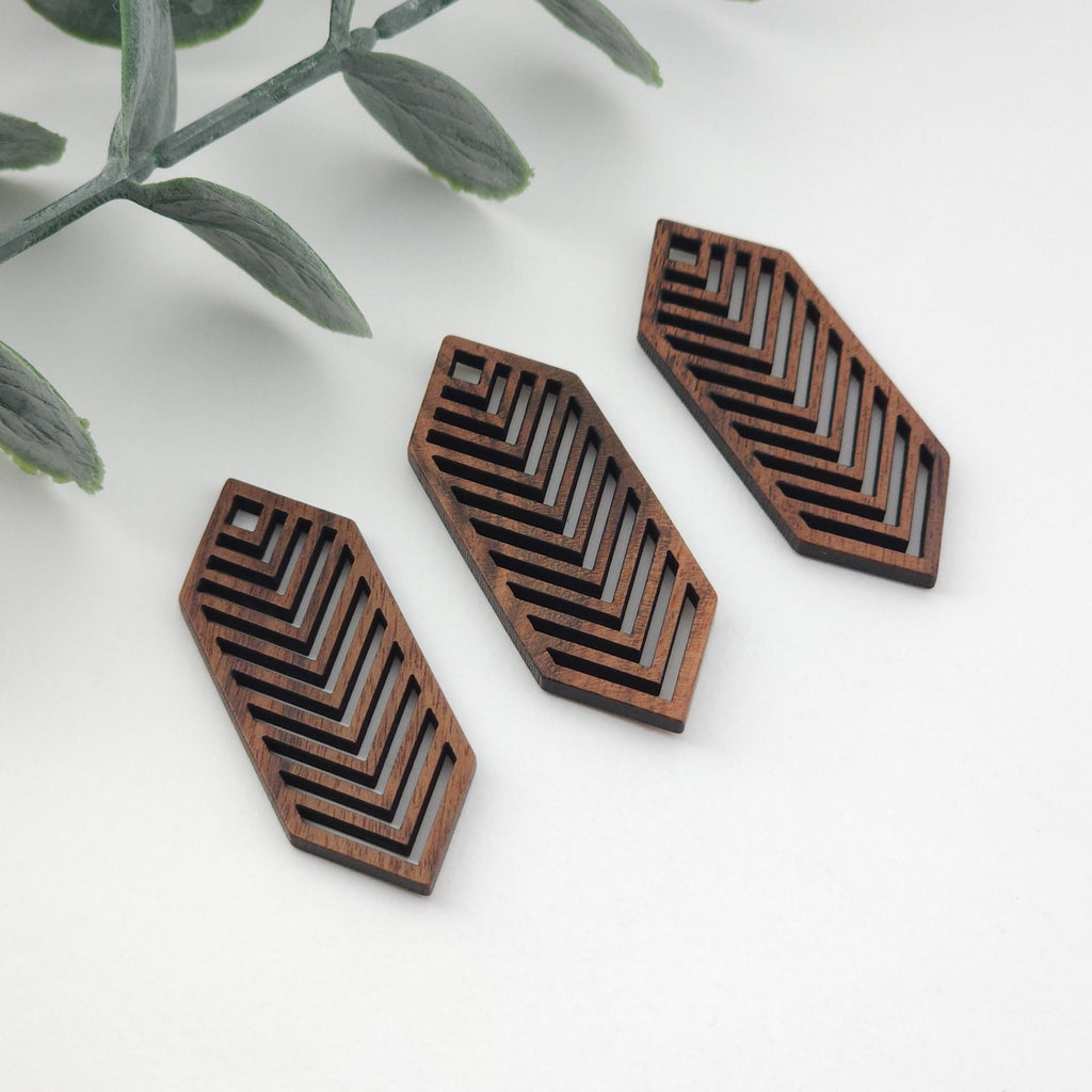 Long Rhombus Geometric Charm, Wooden Pendant, Natural Pendant, Natural Jewelry Findings, Necklace Earring Making Findings JT983