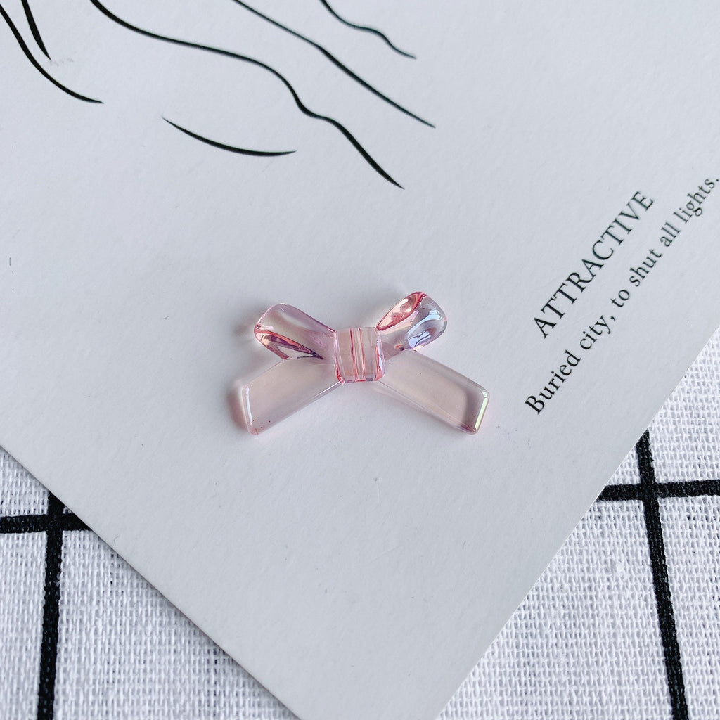 10pcs Aurora Acrylic Bow Pendant, Bow Beads, 34mm, Acrylic Dangle Charm for Jewelry Making, DIY Beads Finding MY125