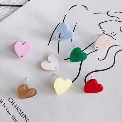 10PCS Heart Acrylic Earring Findings, 12 Colors You Choose, S925 Silver Ear Stick, Nickel Free, Earring Finding MY003