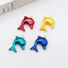 Load image into Gallery viewer, 3D Enamel Dolphin Charms, 18K Gold Plated Marine life Charms, Marine life Pendant, Necklace Making Charm, Jewelry Findings S20519