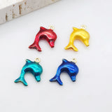 3D Enamel Dolphin Charms, 18K Gold Plated Marine life Charms, Marine life Pendant, Necklace Making Charm, Jewelry Findings S20519