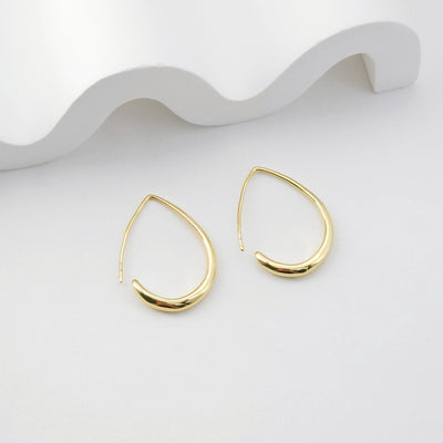 Fish Hooks, 18K Gold Plated Ear Wires, Drop Shaped Gold Earring Earring Hooks, Ear Wires for Jewelry Making D0216