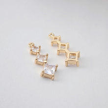 Load image into Gallery viewer, 2pcs CZ Pave Rhombus Pendant, Cubic Pendant, Real Gold Plated Brass Earring Charms, Jewelry Findings D0228