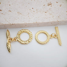 Load image into Gallery viewer, OT Toggle Clasps, 18K Gold Plated Leaf  Bracelet Necklace Making OT Clasps, Connectors Clasps, Jewelry Findings S815