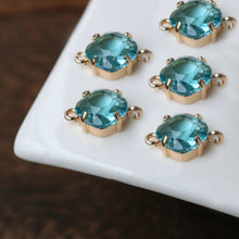 Load image into Gallery viewer, Round Shaped Crystal Connector, Glass Charm, 14K Gold Plated, Jewelry Making Findings HL045-F243