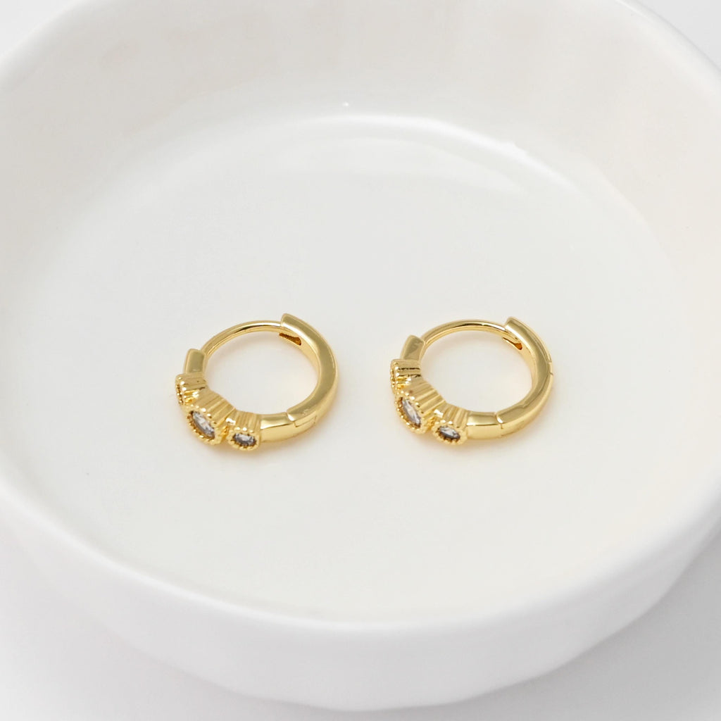 Cubic Zircon Earring Hoop, Gold Plated Huggie Hoop Earring, Leverback Earring, DIY Earring  Findings,Handmade Earring Supplies D0518-D0516