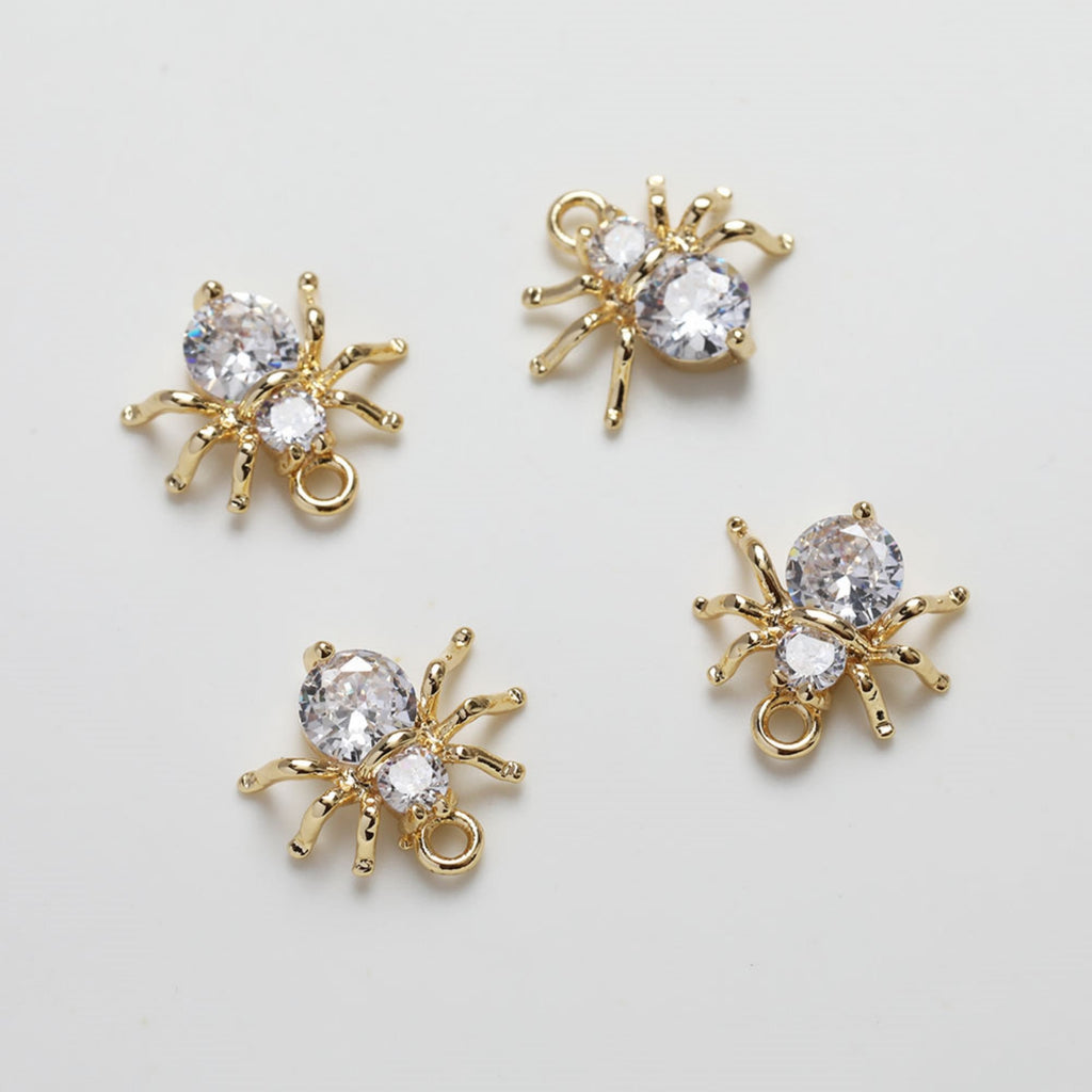 Spider Pendant Charm, Cubic Pave Pendant, 14K Gold/Silver Plated Pendant, Necklace Bracelet Making Charm, Jewelry Findings GZ226