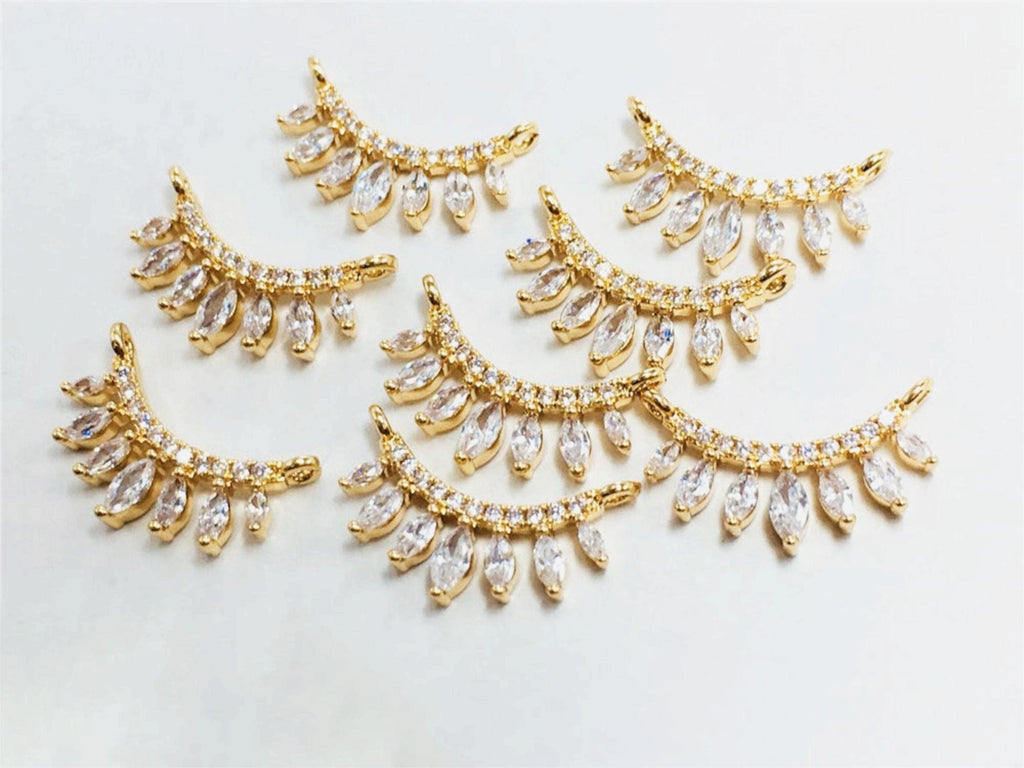 CZ Pave Crown-shaped Charm, Cubic Zircon Crystal Pendant, Bracelet Necklace Pendant, 14K Real Gold Plated, Jewelry Findings STG009-F109