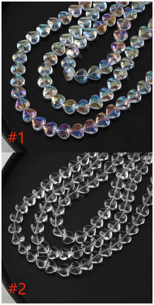 Heart Glass Beads, 12x10mm, Crystal Glass Loose Beads for Jewelry Making, DIY Beads Finding GZ540