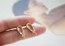 Load image into Gallery viewer, Rectangle Ear Post with Loops, Nickel Free, Micro CZ Pave, 18K Gold Plated Stud Earring Finding BB031-F237