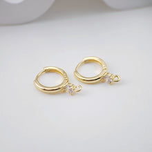 Load image into Gallery viewer, CZ Pave Earring Hoop, Gold Plated Huggie Hoop Earring with Loop, Huggie Hoops DIY Earring  Findings,Handmade Earring Supplies D0085