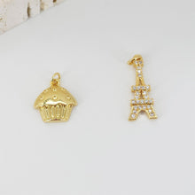 Load image into Gallery viewer, Gold Cake Charm, Tower Pendant, 18K Gold Plated Cubic Micro Pave Charms, Food Charm,  Necklace Pendant, Jewelry Findings S20810