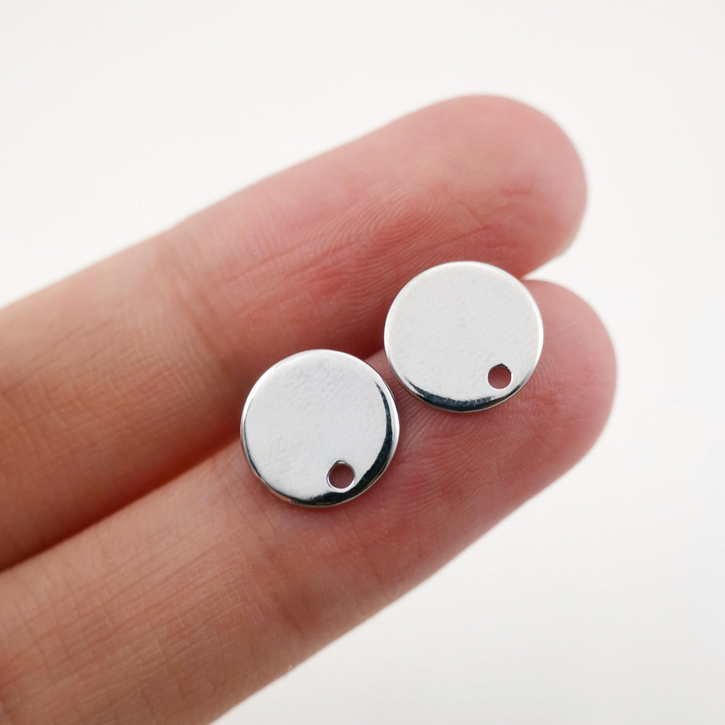 10pcs 18K Gold Round Post With Loop, Round Stud Earring Nickel Free, 10mm, 12mm, 15mm, Hypoallergenic Earring Findings QR024-ZX7043