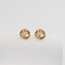 Load image into Gallery viewer, Round Gold Bee Earring Post With Loop, S925 Silver Pin Nickel Free Earrings, Bee Ear Stud Loop, Hypoallergenic Earring Findings ZX277