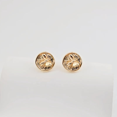 Round Gold Bee Earring Post With Loop, S925 Silver Pin Nickel Free Earrings, Bee Ear Stud Loop, Hypoallergenic Earring Findings ZX277