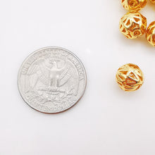 Cargar imagen en el visor de la galería, 10 cuentas espaciadoras redondas de oro con agujero grande, chapadas en oro de 18 quilates, de 5 mm y 10 mm, ideales para hacer pulseras, collares y bisutería S323-ZX7013
