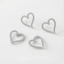 Load image into Gallery viewer, Gold Vintage Heart Earring Post, 24mm, S925 Silver Ear Pin Nickel Free Earrings, Ear Stud Loop, Hypoallergenic Earring Findings GE005