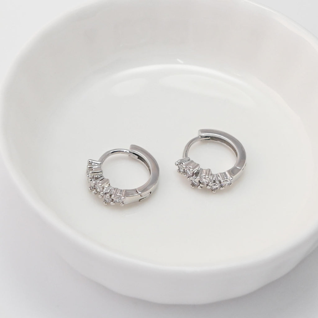 CZ Pave Flower Ear Hoop, Gold Plated Huggie Hoop Earring, Leverback Earring, DIY Earring  Findings, Handmade Earring Supplies D0531-D0539