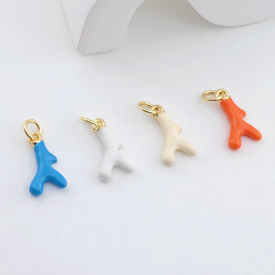 Enamel Marine Life Charms, Coral Pendant, Gold Plated Charms, Bracelet Making, Jewelry Findings S1292