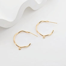 Load image into Gallery viewer, C Shape Earrings Post With Loop, Twig Bending Style Post Earring, 18K Gold Nickel Free, Hypoallergenic Earring Findings ZX287