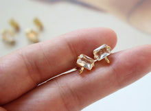 Load image into Gallery viewer, Rectangle Ear Post with Loops, Nickel Free, Micro CZ Pave, 18K Gold Plated Stud Earring Finding BB031-F237