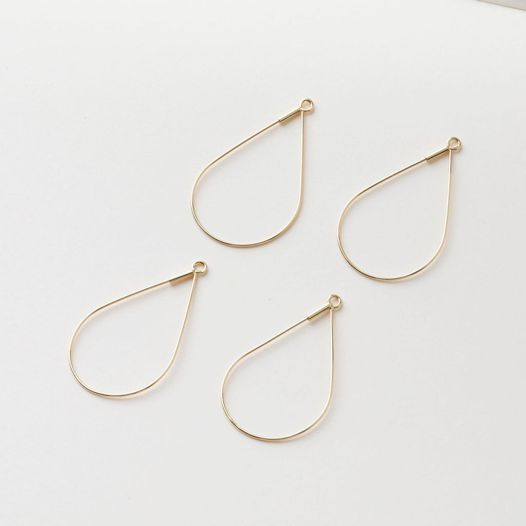 10pcs- 14K Gold Plated Hoop Earring Finding, 30mm, Nickel Free Rain Drop Earring Hoops, DIY Earring Charms, Earring Making Findings GZ188