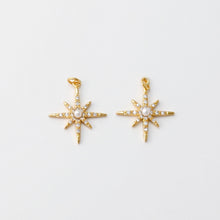 Load image into Gallery viewer, North Star Charms,  Crystal Cubic Pave Star Pendant, 18K Gold Plated, Necklace Making Star Charms, Jewelry Findings S20712