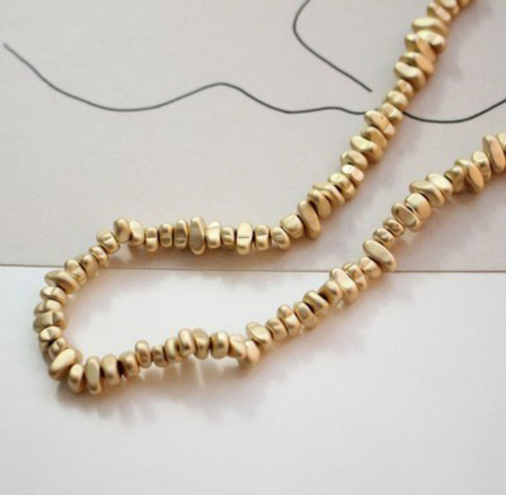 One String- Gold Plated Stone Beads, 18K Gold Solid Spacer Beads, Irregular Beads, Bracelet Beads, Jewelry Finding GZ249