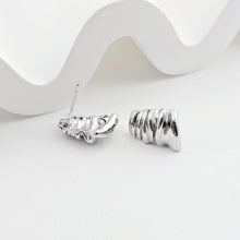 Load image into Gallery viewer, Pleated Trapezoidal Geometric Post Earring With Loop, S925 Silver Ear Pin Nickel Free, Ear Stud, Hypoallergenic Earring Findings ZX273