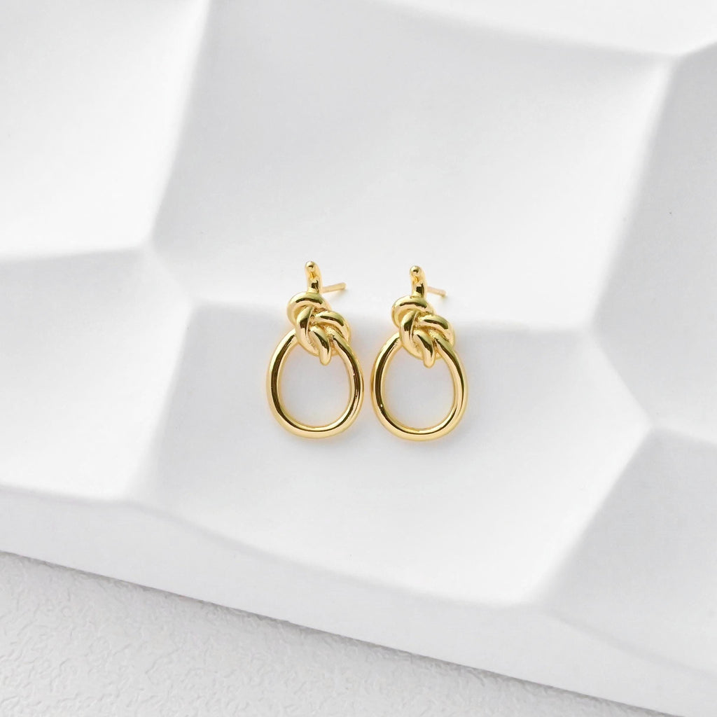 Poste para pendientes con nudo dorado, pasador para pendientes de plata S925, pendientes sin níquel, aro para pendientes de 18 quilates, accesorios para pendientes con nudo D0387