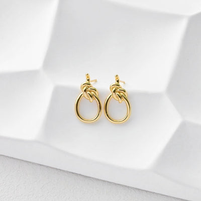 Gold Knot Earring Post, S925 Silver Ear Pin, Nickel Free Earrings, 18K Ear Stud Loop, Tie The Knot Earring Findings D0387