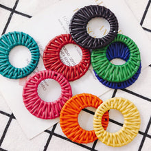 Load image into Gallery viewer, 10PCS Resin Faux Woven Rattan Round Hollow Pendant, 8 Colors You Choose, S925 Silver Ear Stick, Nickel Free, Earring Finding MY009