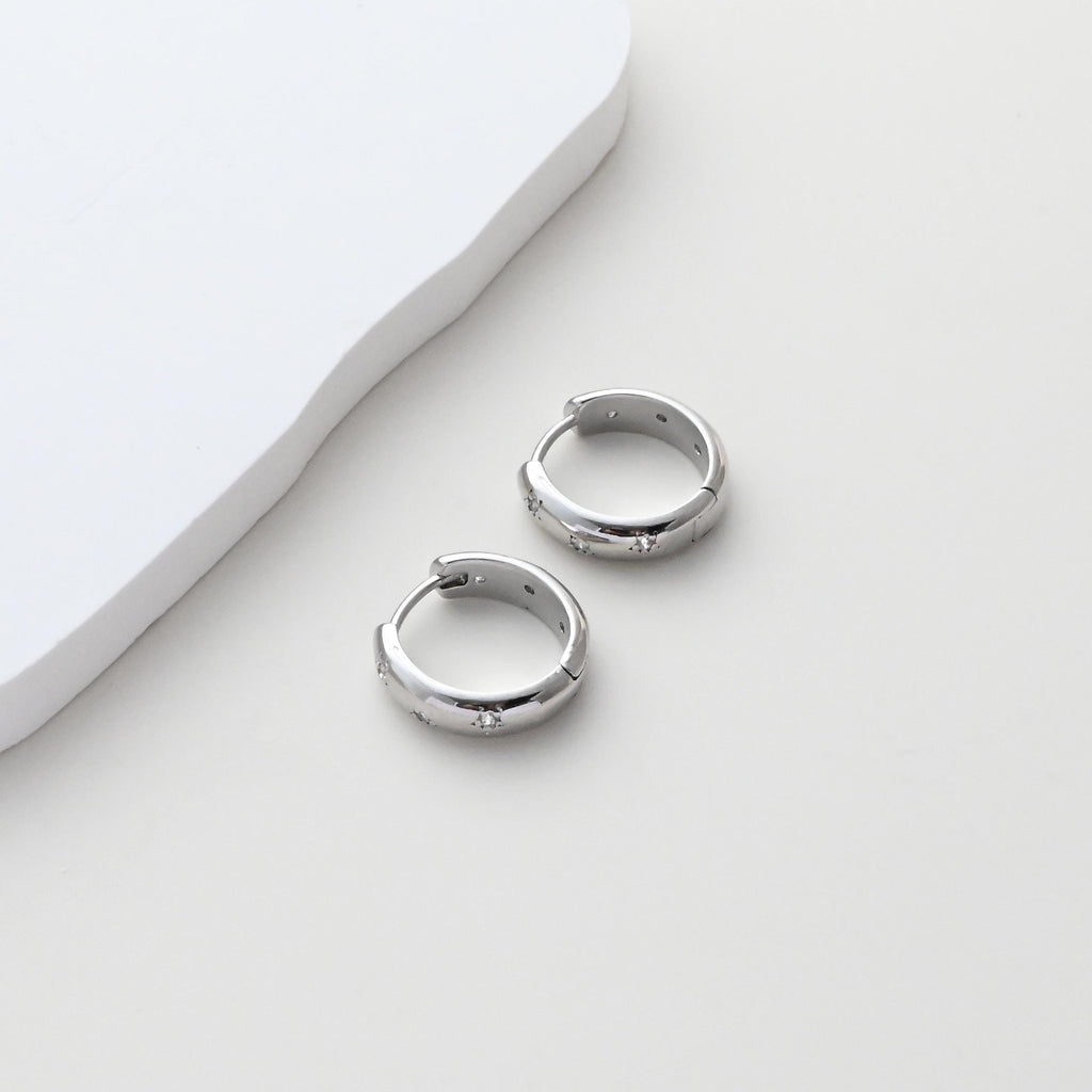 Aros de circonita cúbica con forma de estrella, aros redondos, pendientes de palanca chapados en oro de 18 quilates, aros tipo huggie, accesorios para pendientes DIY S1418