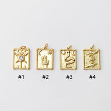 Load image into Gallery viewer, Gold Evil Eye Card Charms, Micro CZ Pave Moon and Star Pendant, Amulet Charm 18K Gold Plated, Necklace Making Charms, Jewelry Findings S1011