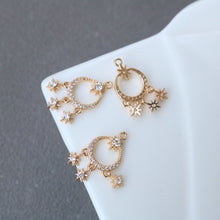 Load image into Gallery viewer, 10pcs Flower Charm, Cubic Zircon Bow Pendant, Drop CZ Earring Charms,  Real Gold Plated Brass Earring Charms, Jewelry Findings HL096-F110