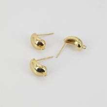 Load image into Gallery viewer, Gold Polished Earring Post, 18K Gold Nickel Free Earrings, S925 Silver Ear Pins, 20mm, Oval Shape Ear Stud with Loop S20747