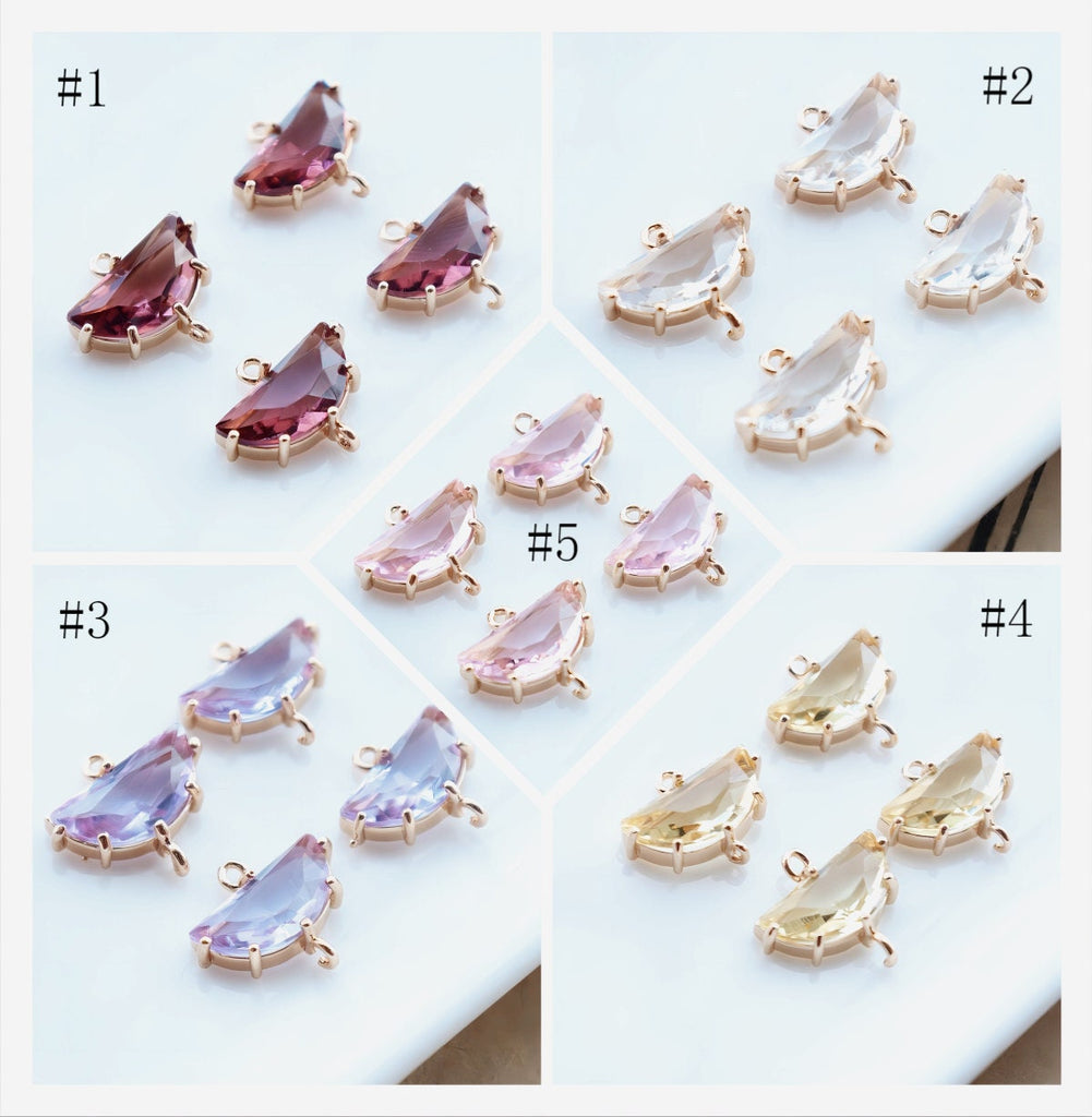 20pcs- Crystal Tiny Teardrop Charms, 10 Colors For  Choose, 14K Gold Plated Teardrop Pendant, 9*16mm, Jewelry Findings JY088-F011