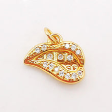 Load image into Gallery viewer, Biting Lip Charm, Pac-Man Pendant, 18K Gold Plated, CZ Pave Charms, for Jewelry Findings S919