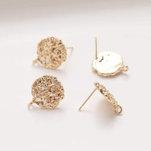 Load image into Gallery viewer, Round Lava Ear Post With Loop, S925 Silver Ear Pin Nickel Free Earrings, Gold/Silver Ear Stud, Hypoallergenic Earring Findings JG004