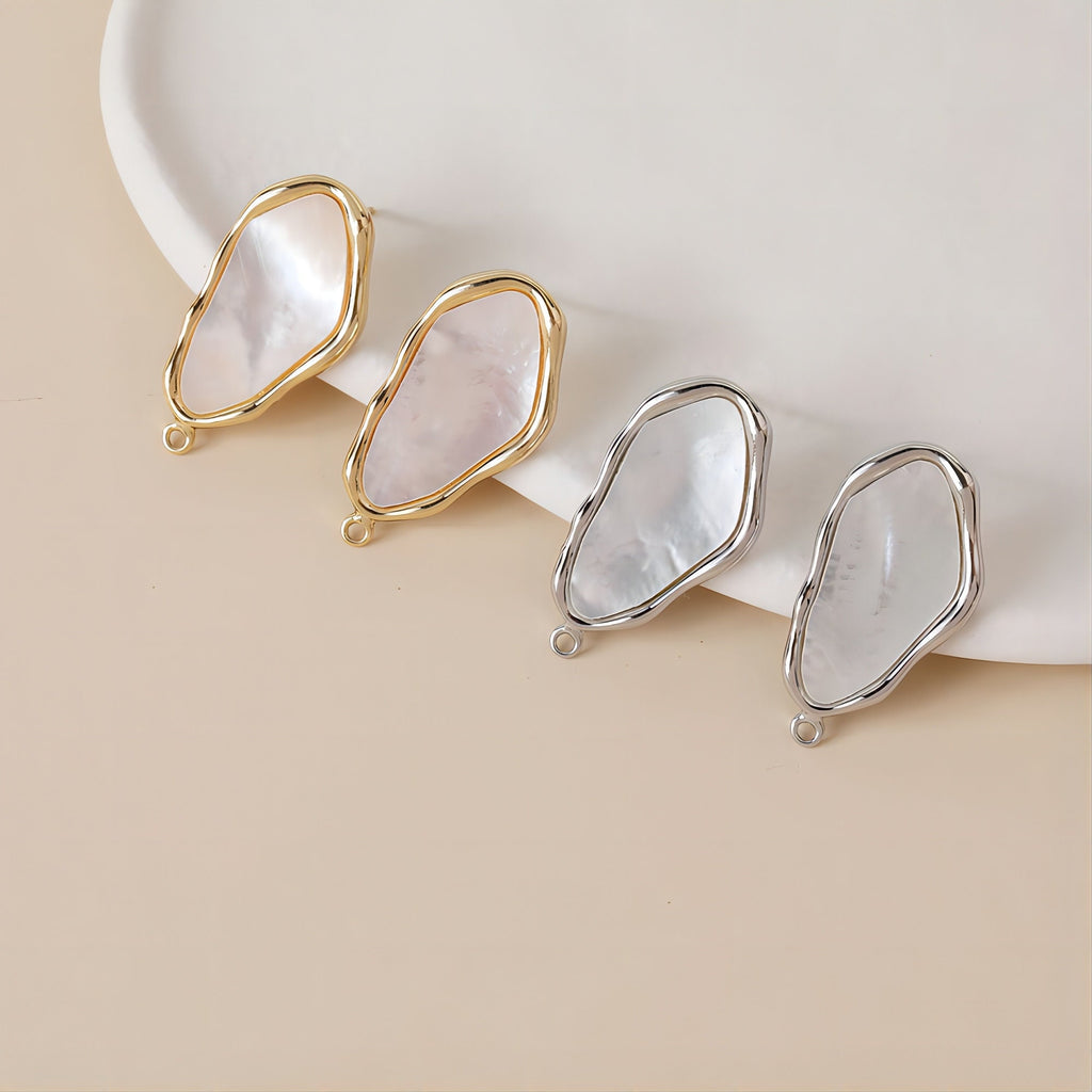 Irregular Shell Earring Post, 14K Gold/Silver Plated, S925 Silver Pin Nickel Free Earrings, Hypoallergenic Earring Findings JJ013