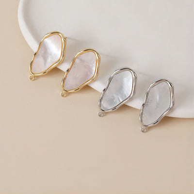 Irregular Shell Earring Post, 14K Gold/Silver Plated, S925 Silver Pin Nickel Free Earrings, Hypoallergenic Earring Findings JJ013
