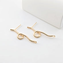 Load image into Gallery viewer, Long Line Post With Loop, 18k Gold Chain Round Stud Earring Nickel Free, Hypoallergenic Earring Findings ZX298