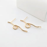 Long Line Post With Loop, 18k Gold Chain Round Stud Earring Nickel Free, Hypoallergenic Earring Findings ZX298