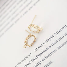 Load image into Gallery viewer, 4pcs Oval Shape Earring Post With Loop, S925 Silver Pin Nickel Free Earrings, Crystal Gemstone Stud, Hypoallergenic Earring Findings ZX030