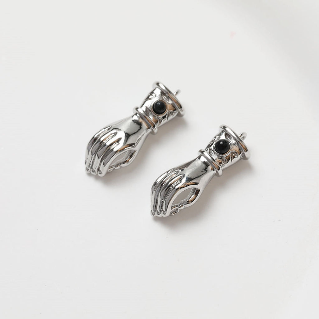 2pcs Hand Connector Charm, 14K Gold/Silver Plated Pendant, Neckalce Bracelet Making Pendant, Jewelry Supply Finding GZ269