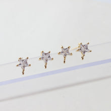 Load image into Gallery viewer, Star Pave Crystal Beads Earring Post, Gold/Silver, S925 Silver Pin Nickel Free Earrings, Hypoallergenic Earring Findings GZ138