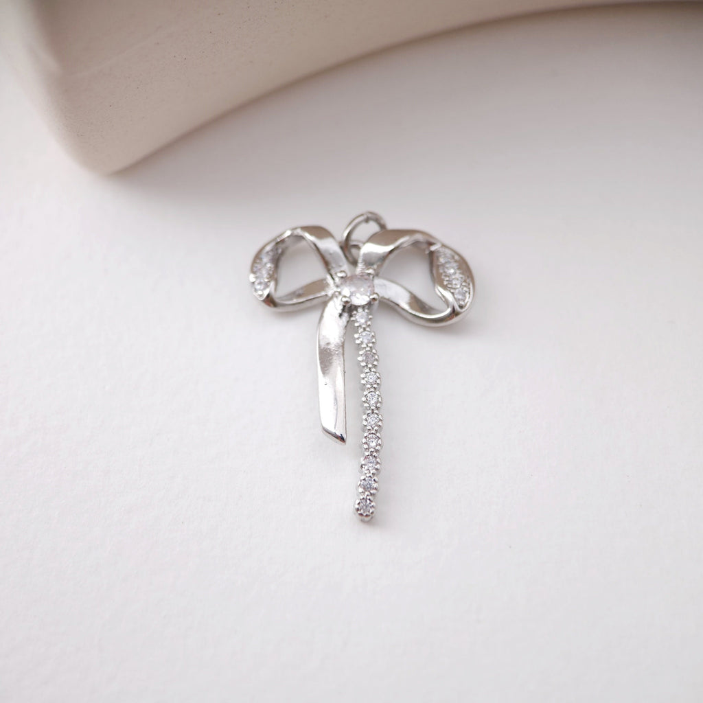 CZ Pave Bow Tie Charm, Cubic Zircon Crystal Bow Tie Pendant, Bracelet Necklace Pendant,  Gold Plated, Jewelry Findings S1202
